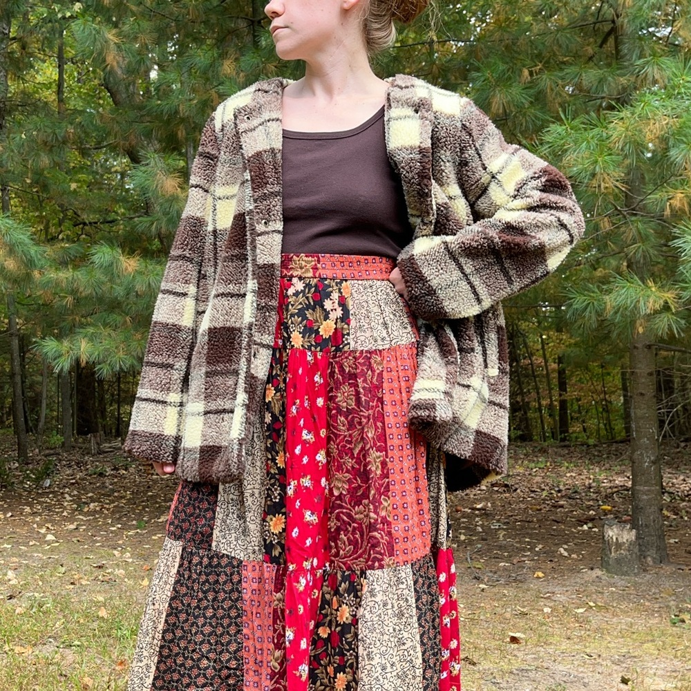 Sanctuary Plaid Teddy Jacket Women’s Size M Fall Neutral Minimal - Picture 4 of 14